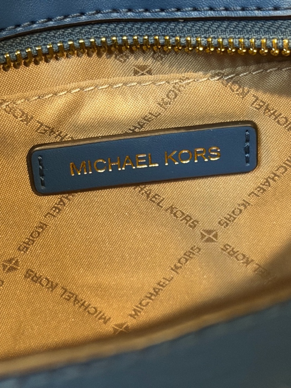 Michael Kors Dark Chambray Leather+Suede Kris Small Satchel Crossbody Purse - Picture 11 of 13